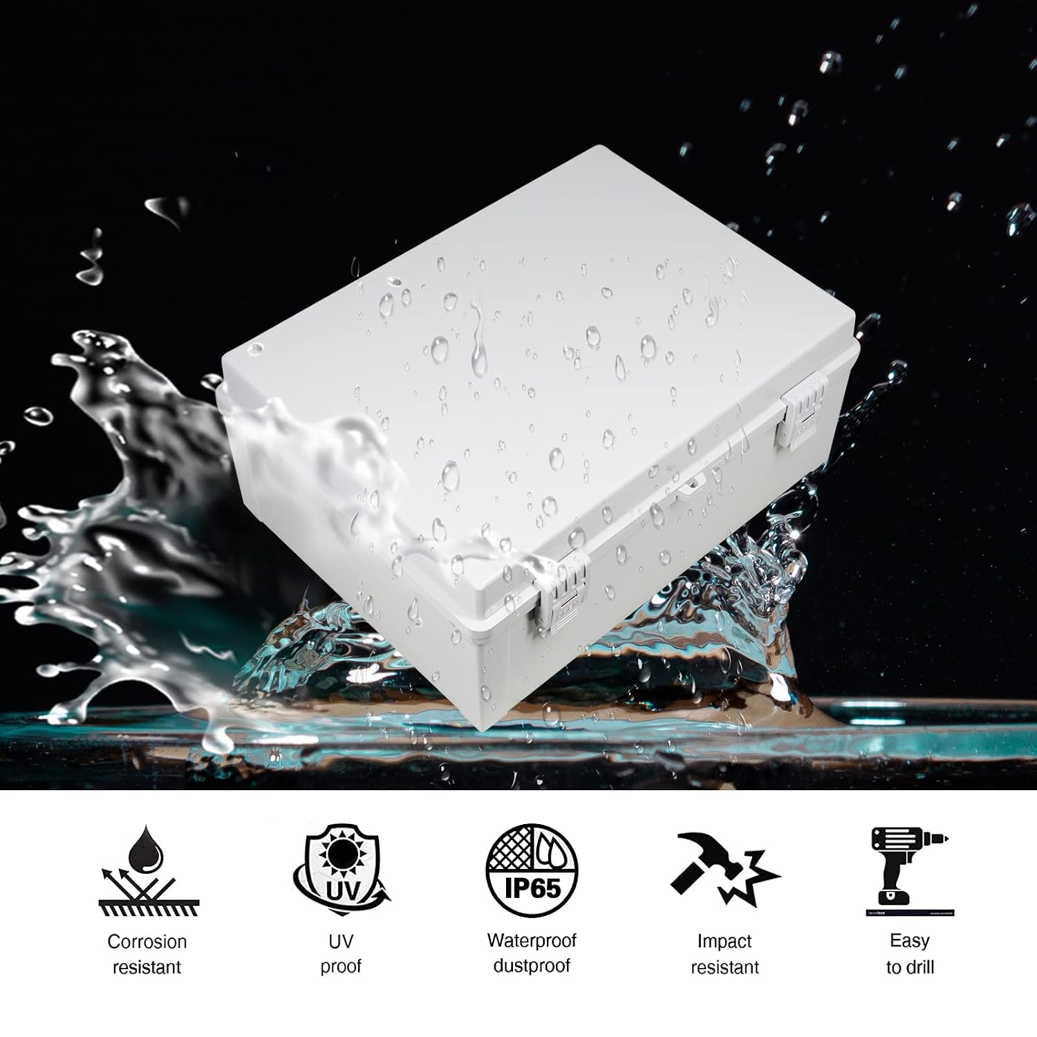 ABS Plastic   IP65 Junction Box 15.7x11.8x7in |  Junction Box  Durable Electrical Project Enclosure with Lock