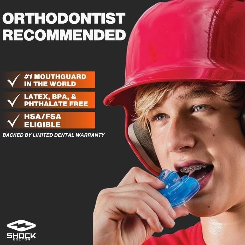 Orthodontic Mouth Guard for Braces, No Boil Custom Fit, BPA-Free, Latex-Free, Dental Protection for Contact Sports, Comfortable & Durable