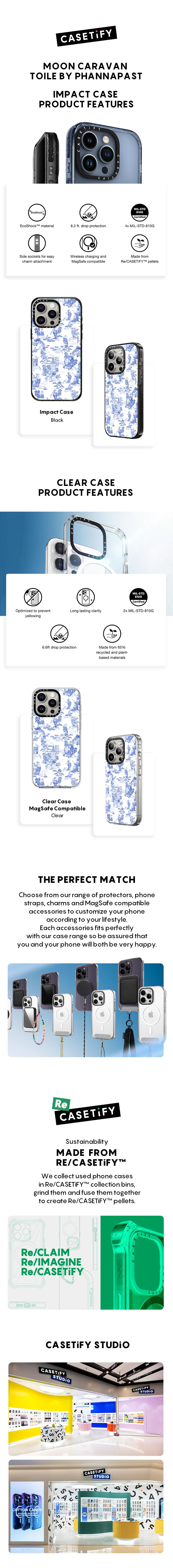 CASETiFY Moon Caravan Toile by Phannapast iPhone 16/15/14/13 Series Phone Case MagSafe Impact / MagSafe Clear /Compact- Black / Clear