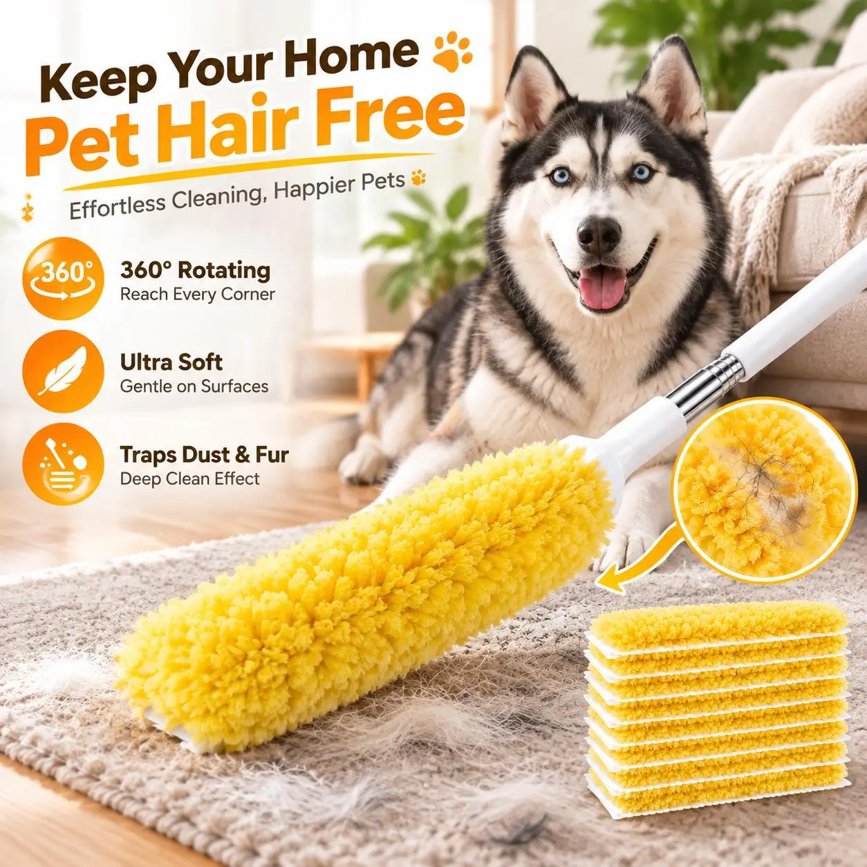 20 PCS Disposable Electrostatic Duster Set with Adjustable Extendable Handle - Multicolor Non-Woven Dust-Locking Heads, Reusable High-Reach Cleaner for Ceiling Fans, Blinds, Renter-Friendly Home Cleaning Essential
