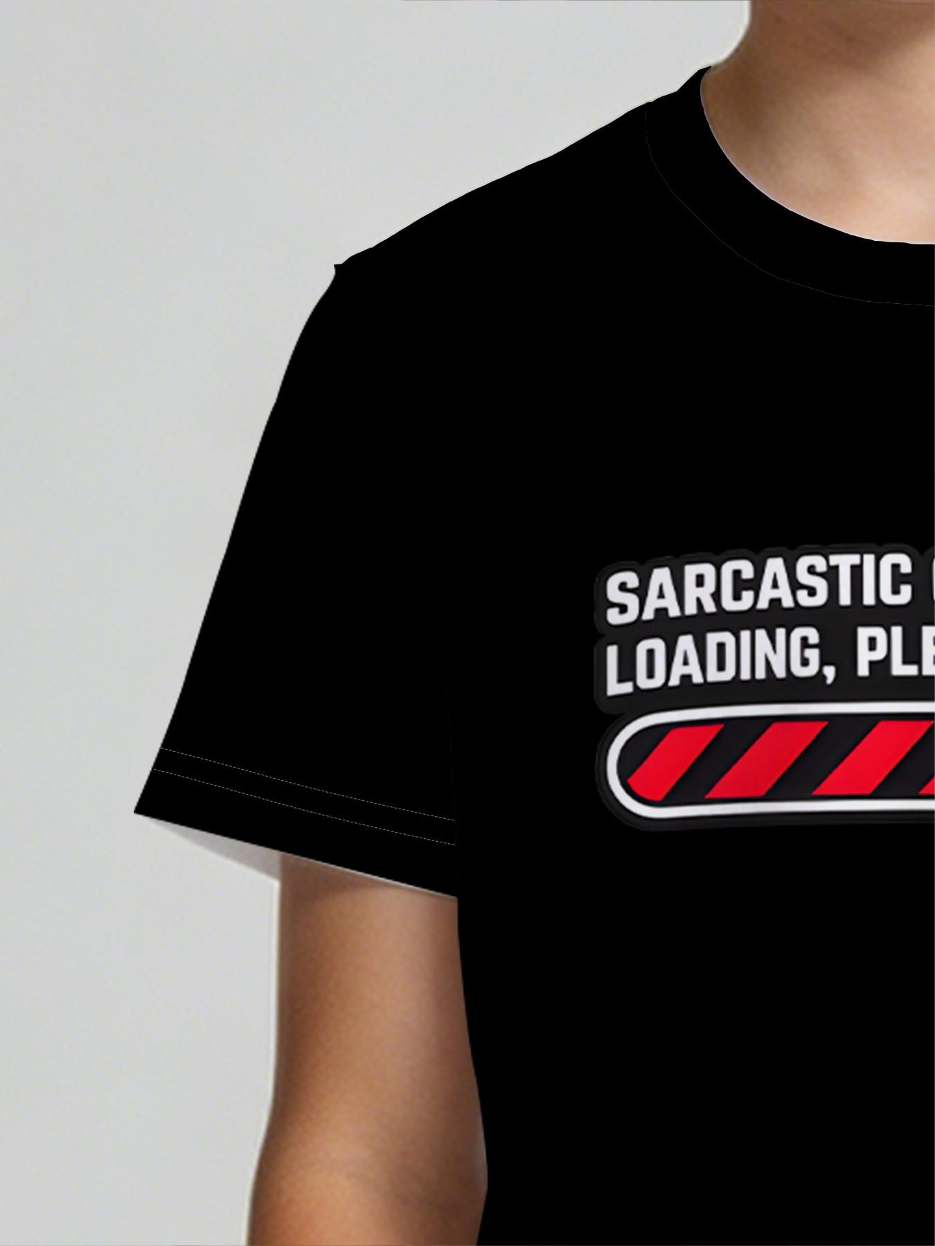 Boys' Short Sleeve T-Shirt "Funky Progress Bar Trendy Toy Style" features an all-over print with an American-style fun slogan theme, is skin-friendly, breathable, and sweat-free, suitable for different outfits for school, shopping, or summer outings