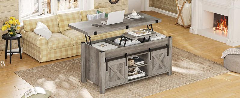 Sikaic 4 In 1 Multi-Function Lift Top Coffee Tables Converts To Dining Table Wood Tabletop Tabletop Design