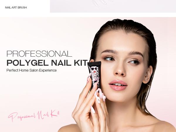 Morovan Poly Gel Nail Kit Starter Kit: 6 Colors Poly Nail Gel Kit with U V Lamp Best Valentine Gift For Her Complete Nail Extension Poly Gel Kit for Beginners