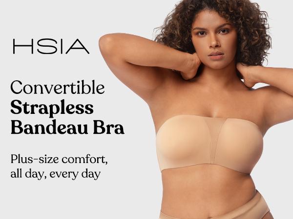 HSIA Fiery Unlined Anti-Slip Non-padded Seamless Comfort Underwire Plus Size Bandeau Strapless Bra for Big Bust Black Basic Bridal Minimalist TikTokShopBlackFriday