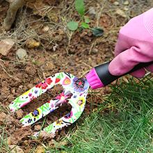 Gardening Tools Set, 10 PCS Stainless Steel Heavy-Duty with Non-slip Soft Rubber Handle with Large Garden Bag, Floral Pattern Gardening Tool Set Gifts for Women Birthday Mother's Day, Pink