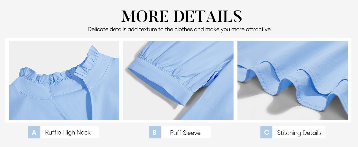 Cicy Bell Womens V Neck Puff Sleeve Blouse Babydoll Peplum Tops Dressy Casual Pleated Loose Fit Shirts