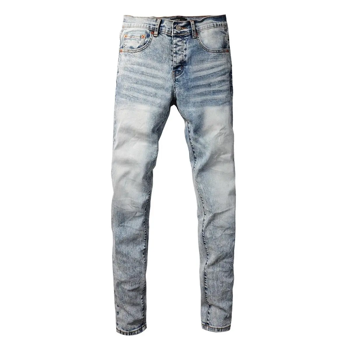 Men's Vintage Faded Light Wash Denim Jeans, Cotton Blend Slim Fit Casual Stretch Pants, Versatile Daily Wear Classic Streetwear Trousers