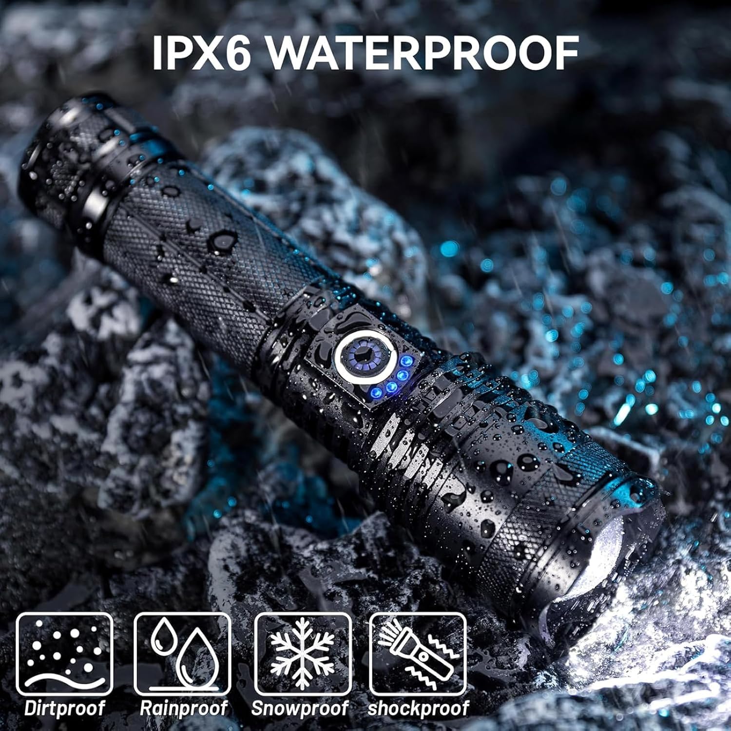 2 pack Rechargeable Strong Flashlight, 1000000LumensHigh Brightness XHP50.2 LED 2 PackWater-Resistant, 5 Modes for Various LightingNeeds super strong usb rechargeable