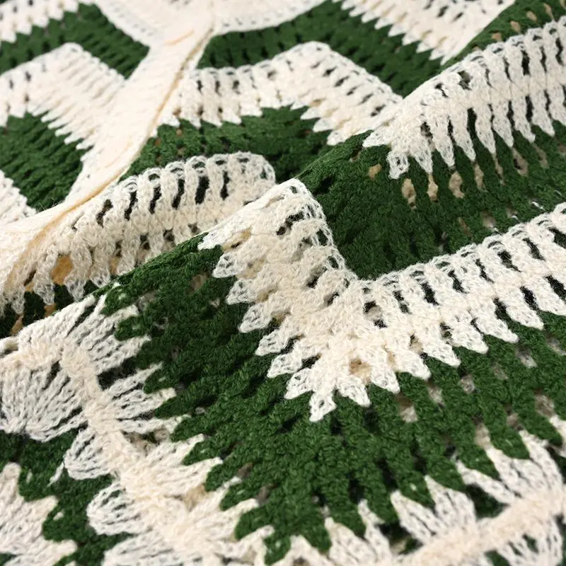 Chevron Crochet Waistcoat for Women Sheer Button Front Sleeveless Open-knit Vest Top Teen-girl Summer Boho Vacation Beach Outfit