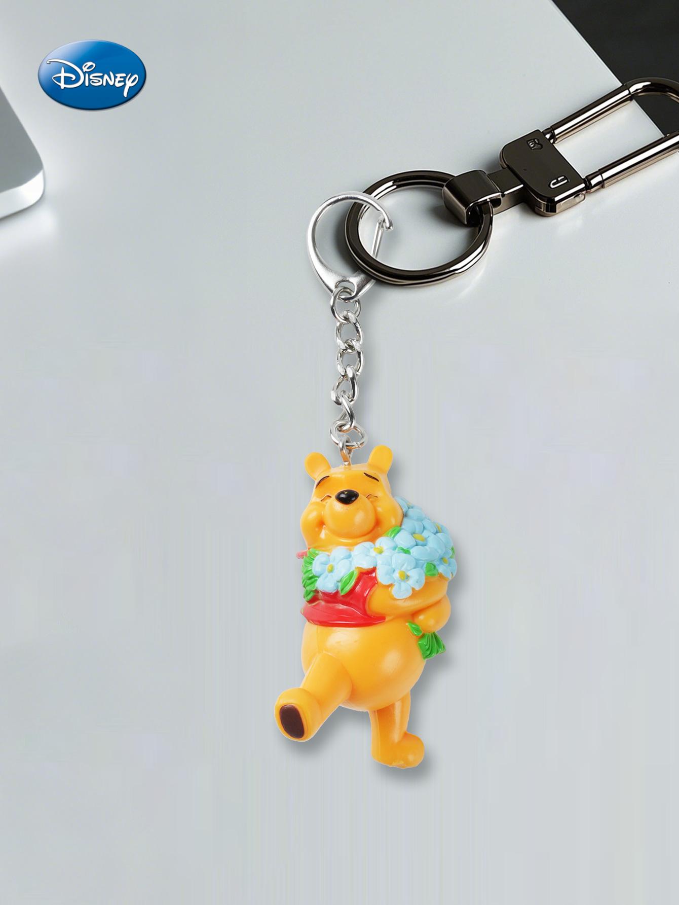1pc Disney Officially Licensed Winnie The Pooh Cartoon Character Keychain Cute PVC Key Chain Animation Peripheral Key Ring Backpack Charm Car Key Accessories