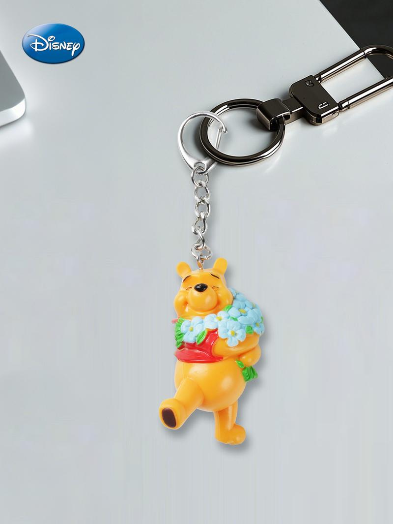 1pc Disney Officially Licensed Winnie The Pooh Cartoon Character Keychain Cute PVC Key Chain Animation Peripheral Key Ring Backpack Charm Car Key Accessories