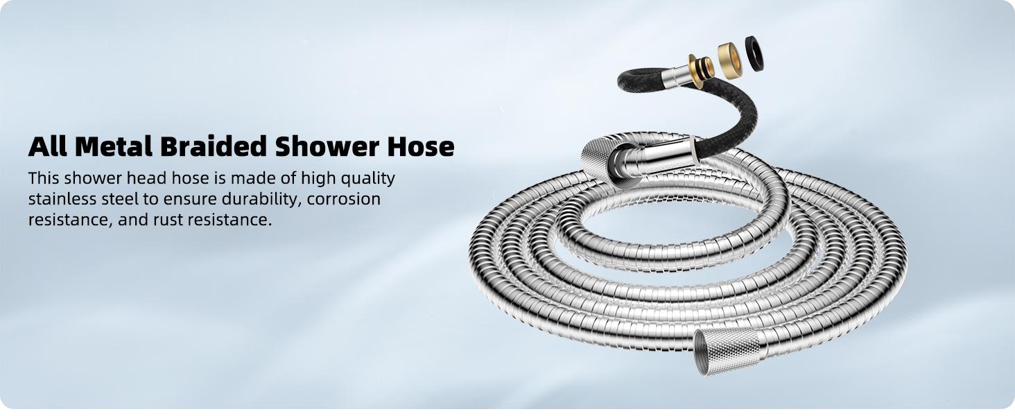 Hibbent Upgraded 5-spray 13'' Shower Head, High Pressure Rainfall Shower Head, Dual Showerhead Combo with 10-mode Handheld Spray, 12'' Adjustable Extension Arm, 71'' Hose, Showerhead Holder, Chrome
