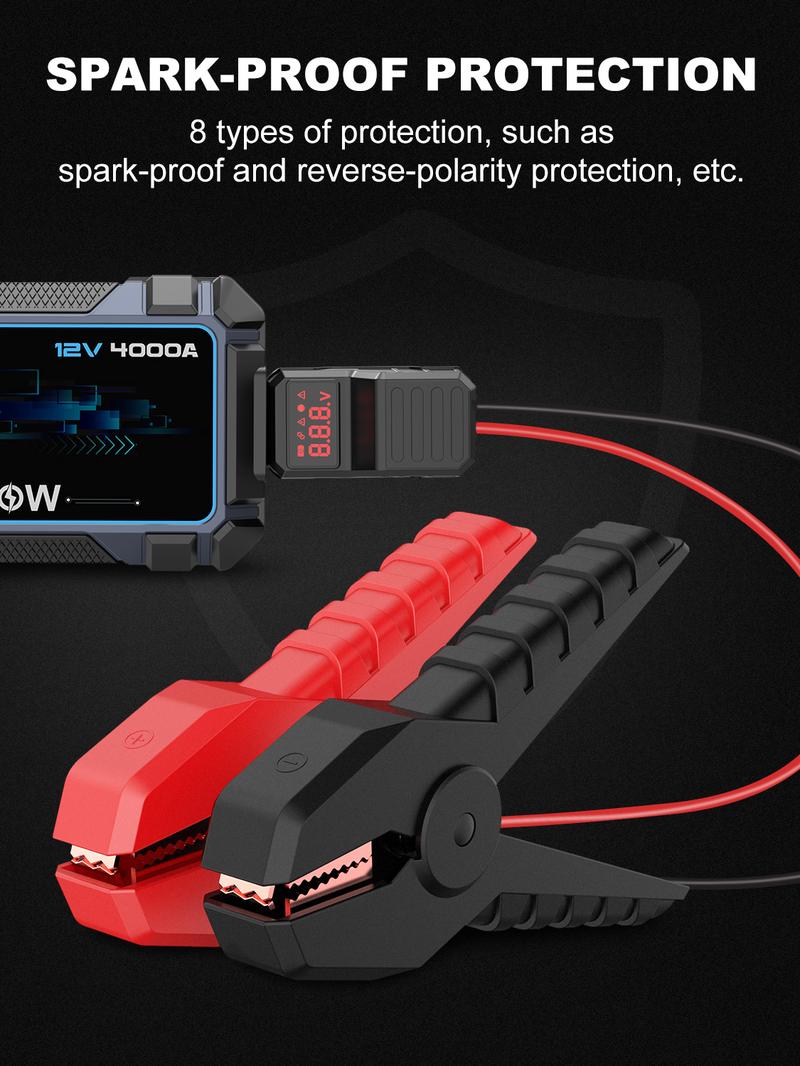 AVAPOW 4000A Car Battery Jump Starter–12V Portable Power for 10L Gas/10L Diesel Engines, Booster Function, PD 60W Fast Charging Lithium Jump Box Outdoorfun AVAPOW 4000A Car Battery Jump Starter–12V Portable Power for 10L Gas/10L Diesel Engines, Booster Function, PD 60W Fast Charging Lithium Jump Box Outdoorfun