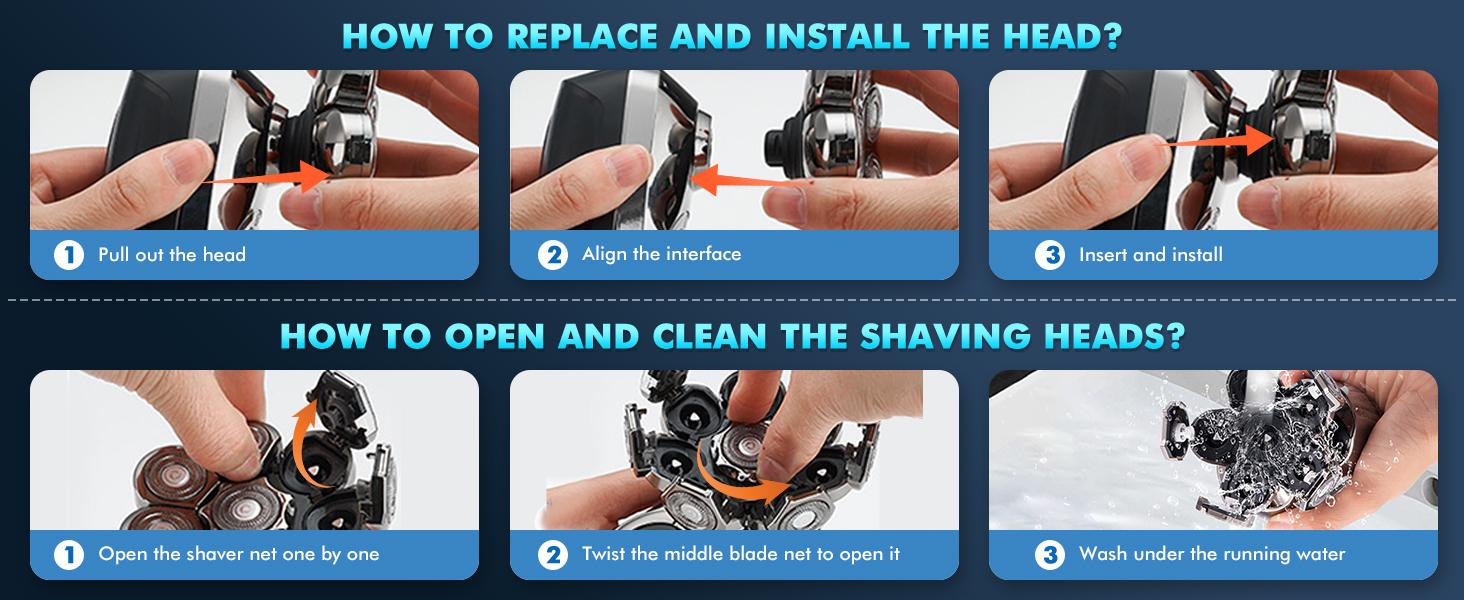 Upgraded 9D Bald Head Shaver for Men,6-in-1 Electric Razor with LED Display & Type-C Charging,360° Close Shave