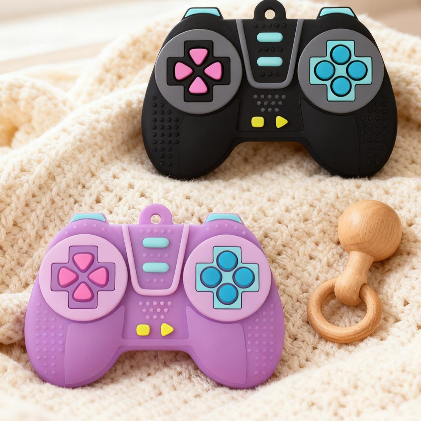 Silicone Teething Toys for Babies, 2-Pack Rubber Teethers, Baby Soothing Toy, Sensory Teether, Educational Chewable Toy for Infants 0-12 Months