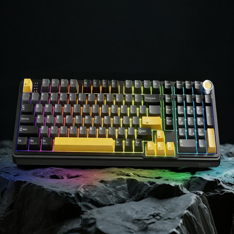 101 Key Tri-Mode Mechanical Keyboard, Mechanical Gaming Keyboard, 2.4g/Bluetooth-compatible 5.0/wired, Gasket Structure, Hot Swap Axis, 16 RGB Effects, 4000mah Battery