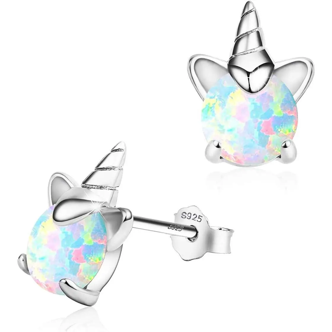 Unicorn Shaped Mini Stud Earrings for Women - Hypoallergenic Gold, Magical Girl Earrings, Opal Resin, Daily Elegance Cute Costume Jewelry Gifts