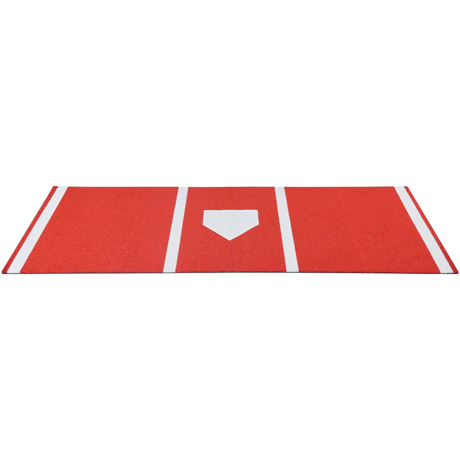 fathersdaygift VEVOR Baseball Hitting Mat, 10x3.8 ft Batting Cage Mat, Batters Box Turf Mats, Softball Batting Practice Equipment with Home Plate and Anti Fade Turf, Portable Training Aid for Indoor Outdoor, Red