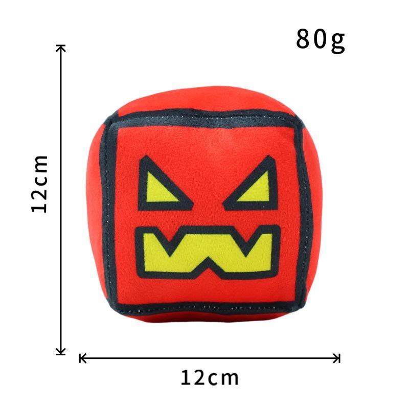Soft Geometry Dash Cube Plush Toy Set, Cute Game Character Stuffed Plushies, Lovely Room Decor, Funny Birthday Holiday Presents for Children & Game Fans