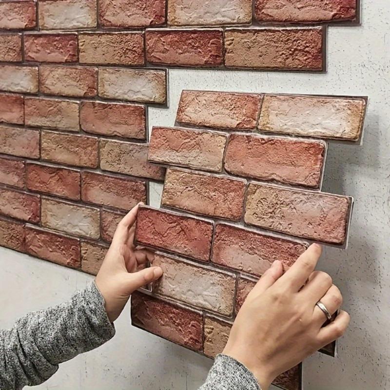20-Piece 3D Red Brick Wall Tile Stickers - Interior Wall, Self-Adhesive, Easy to Peel & Stick, Durable, Waterproof & Easy to Clean | Perfect for Kitchen, Living Room, Bathroom & Hallway Decor