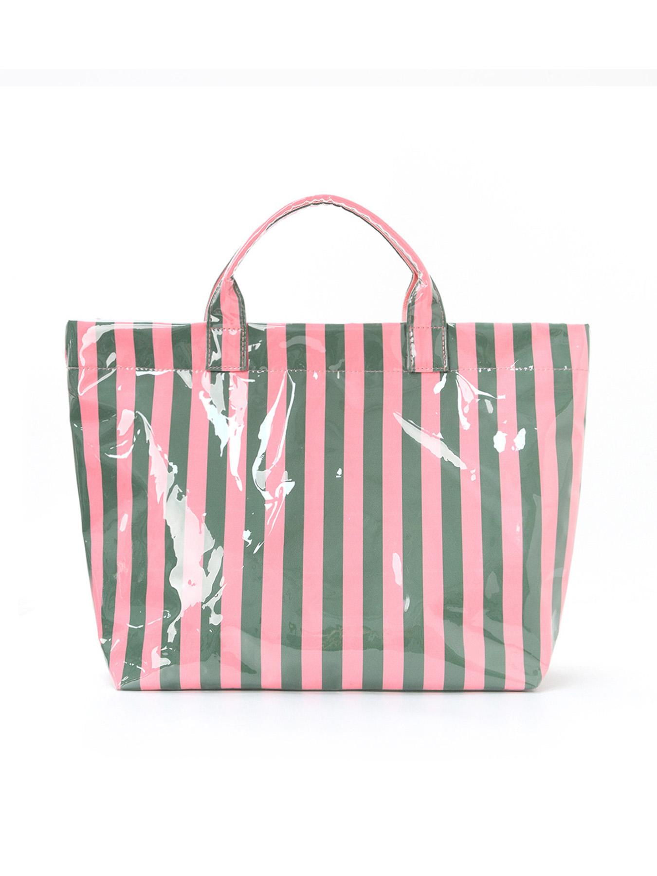 2026 New Striped Handbag Tote Bag, Large Capacity Shopping Bag, PVC Waterproof Fabric, Velcro Closure, Ideal for Daily Commute, Beach Vacation, Travel
