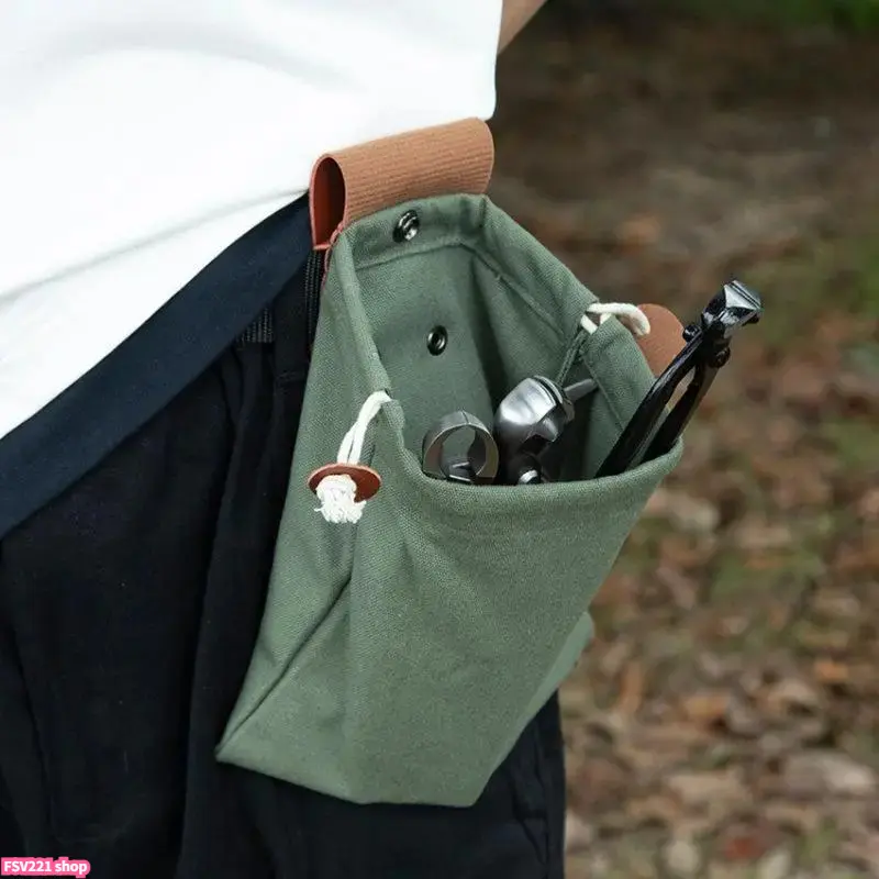 1pc Outdoor Foraging Bag Travel Foraging Bag Waterproof Waxed Canvas Foraging Pouch with Faux Leather Belt for Outdoor Activitie