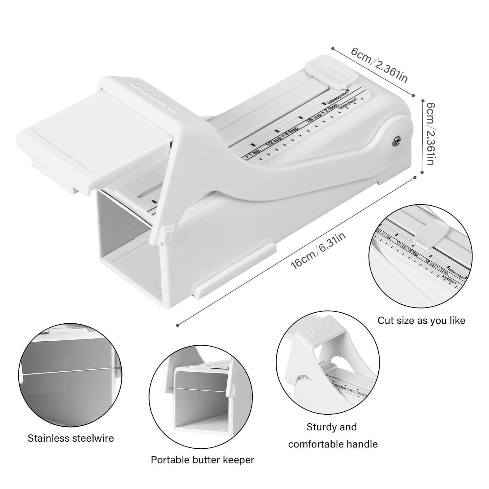 2-in-1 Butter & Cheese Cutter Adjustable Stainless Steel Wire Slicer for Block Cheese Butter Soft Food Portable Measuring Dispenser for Renters Home Cooks Young Families