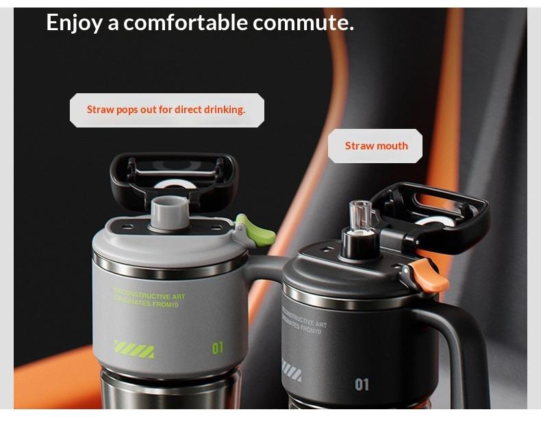 Mechanic Humor "Curious Enough To Take It Apart" Design 40oz Insulated Cup, Large Insulated Cup with Straw, Lid, and Handle, Stainless Steel Water Bottle, Reusable Drinking Cup, High-Quality Water Bottle, Fashionable Portable Drinking Cup for Office