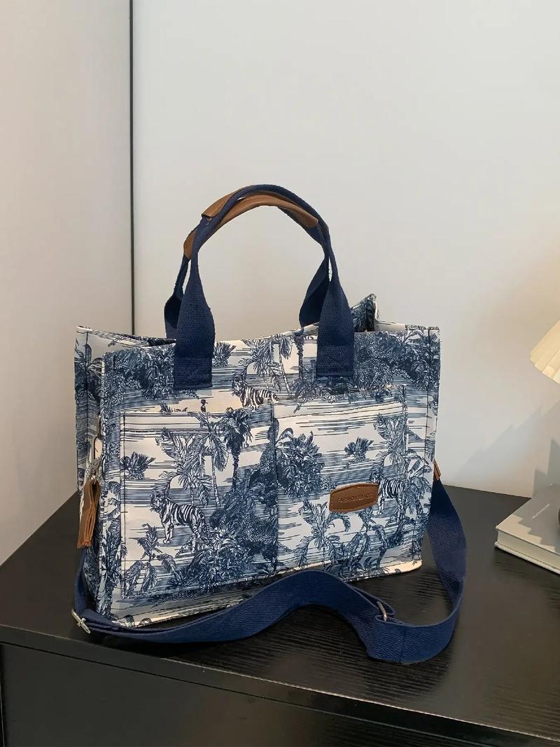 Women's Cute Strawberry Pattern Tote Bag, Fashionable Large Capacity Crossbody Bag for Daily & Work Use, Casual Versatile Commuting Handbag for Women & Girls, Trail Sport Bag