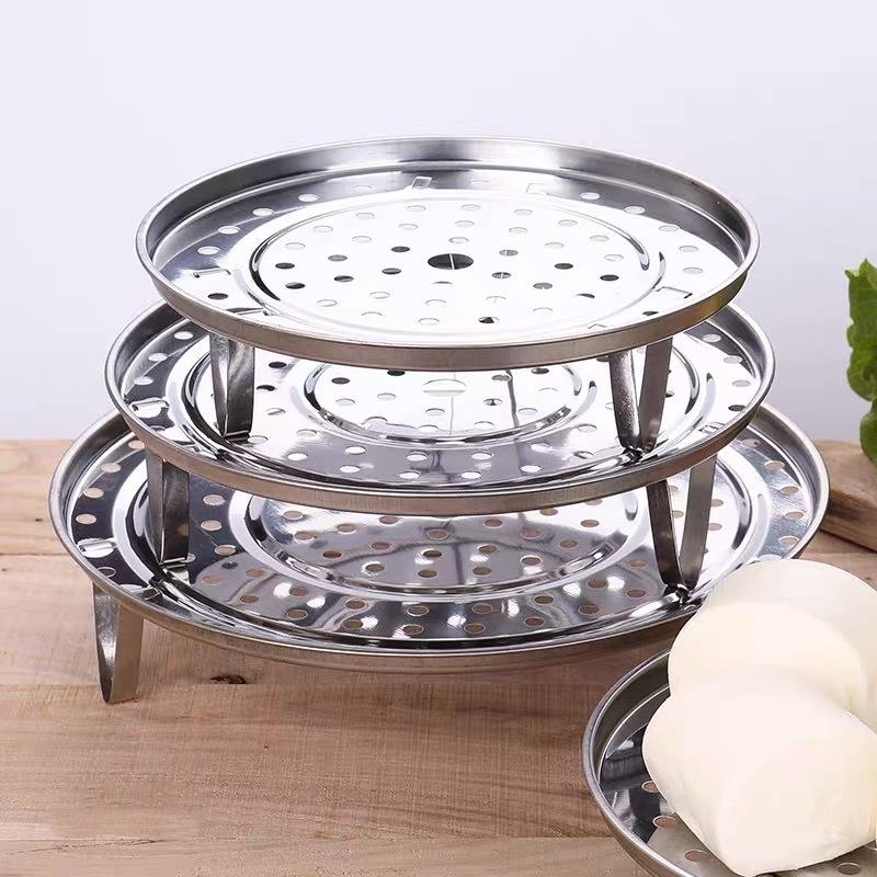 3-Piece Stainless Steel Steamer Set, Kitchen Triple Leg Steam Trays, High-Leg Steaming Rack, Ideal for Cooking and Heating Food