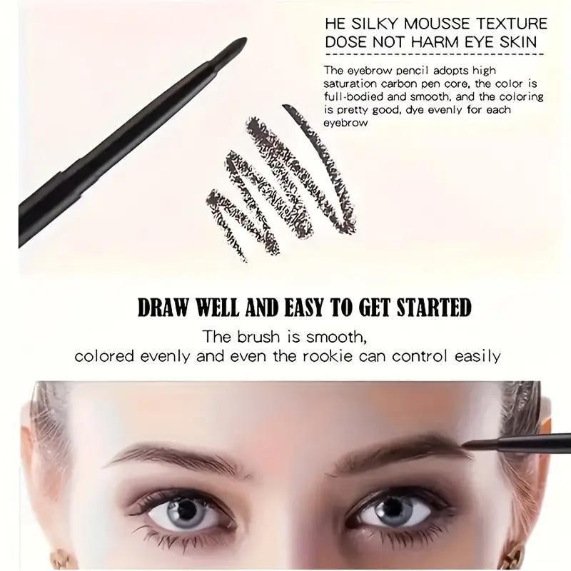 3-pcs dual-use eyebrow and eye makeup pencils with integrated eyeliner and eyebrow design -- long-lasting and sweat-resistant, smudge-proof, providing a clean and neat finish with smooth strokes that are easy to apply. Even beginners can create refined