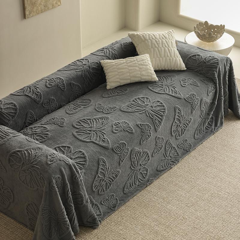 Butterfly Pattern Solid Color Sofa Cover, 1 Count Non-slip Soft Sofa Slipcover, Dustproof Sofa Protector, Home Decor for Living Room Bedroom Office