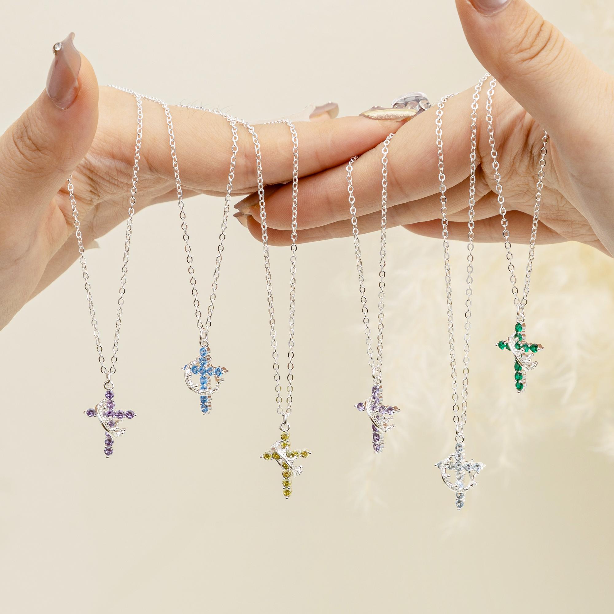 Tewiky Colorful Simple Crown & Cross Pendant Choker Necklace For Women & Men & Girls Pretty Necklace For Daily Party Clothing Decor Trendy All-match & Exquisite Jewelry For Easter Trending  jewellery For Easter