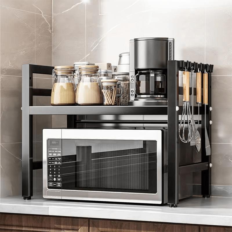 Extendable Metal Microwave Rack, Vertical Countertop Organizer, for Toaster/Air Fryer/Rice Cooker, Easy to Install, Space-Saving Kitchen Appliance Storage Rack