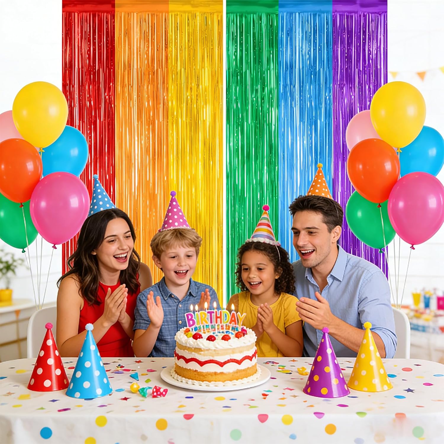 2 Pack Rainbow Foil Fringe Curtains - 3.3x6.6 ft Colorful Tinsel Streamers Backdrop for Birthday, Pride Party, Photo Booth, Wedding & Holiday Decorations 2 Pack Rainbow Foil Fringe Curtains - 3.3x6.6 ft Colorful Tinsel Streamers Backdrop for Birthday, Pride Party, Photo Booth, Wedding & Holiday Decorations