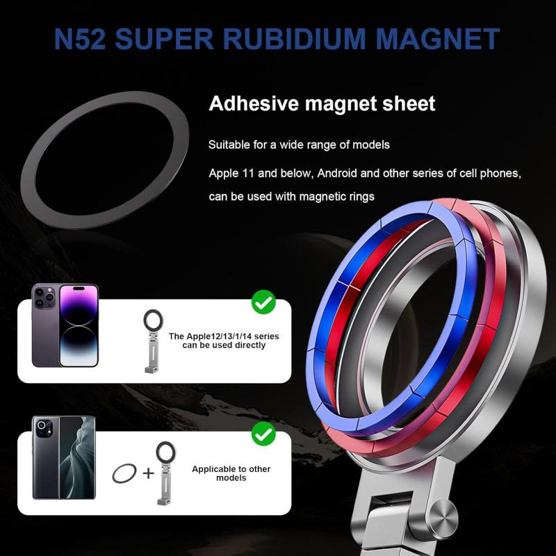 Magnetic Phone Stand - Adjustable Foldable Phone Stand with Strong Magnet, Portable Travel Phone Stand Compatible with iPhone 16/15/14/13/12 Pro, Samsung Galaxy, All Smartphones