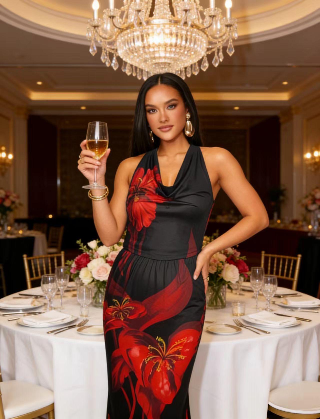 Plus Size Sexy Dress Set, Women's Fitted Print, Fashion Elegant Ensemble, Stylish Casual Wear, Comfortable and Trendy