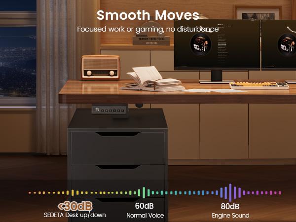 SEDETA 55 Inch Electric Standing Desk with 6 Drawers Adjustable Stand up Desk with Storage Computer Desks with Power Outlets Home Office Workstation