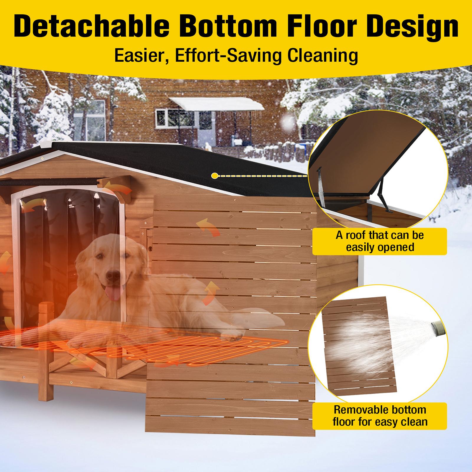 Aivituvin-AIR7024-IN-HP Outdoor Heated Dog House |Metal Frame With Balcony