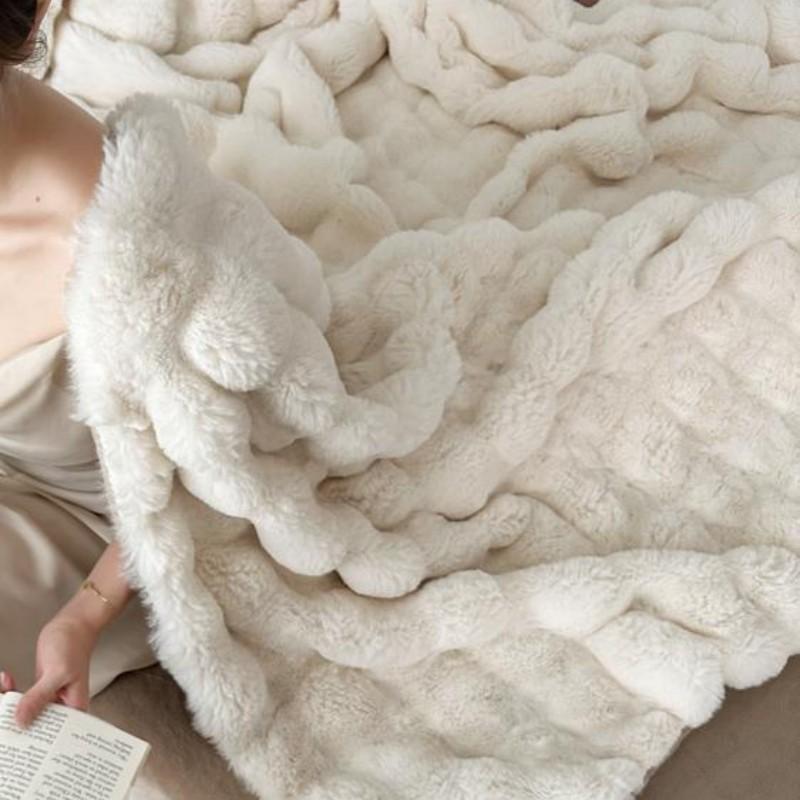 Best-Selling Solid Color Drawstring Bubble Blanket 1pc, Large Plush Throw, Soft Flannel Material, Suitable for Sofa, Single Bed/double Bed, All-Year Comfort