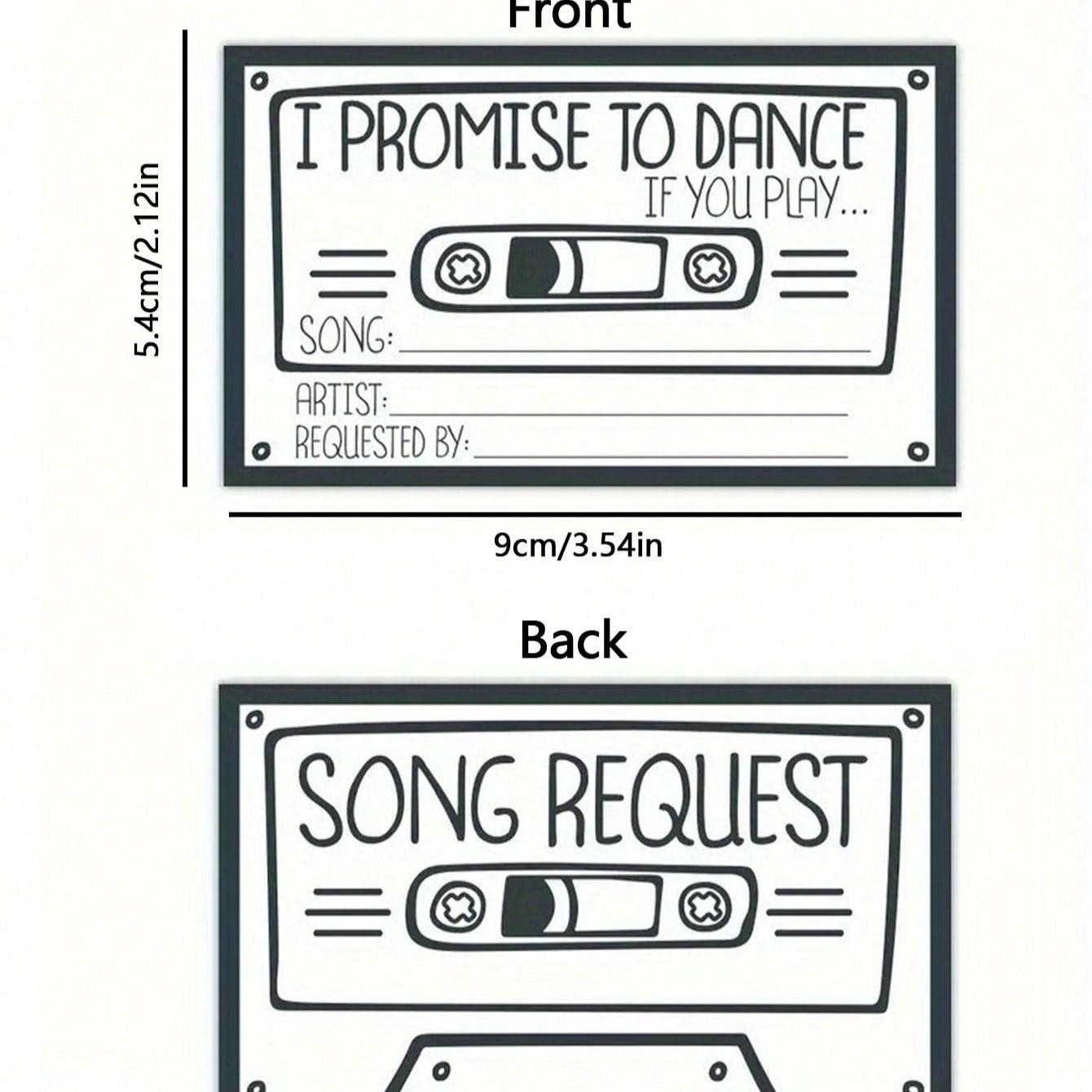 Retro Music Request Card, Wedding Anniversary Card, Bride Gift Party Song Request Card, Birthday Party Song Request Card, Wedding Photo Prop