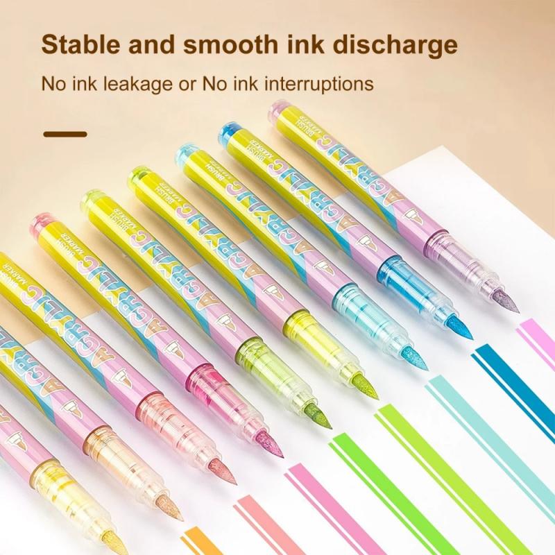 Acrylic Paint Markers, 12Pack Soft Brush Tip Acrylic Paint Pens, Professional Color System,Quick-Drying Waterproof Ink, for Rock Painting Plastic Wood Canvas Glass Ceramic Metal Art Drawing Supplies Art Crafts Supplies Christmas Gift