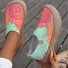 Trendy Graffiti Print Slip-On Sneakers for Women, Stretchy Knit Upper Shoes, Breathable Lightweight Non-Slip Rubber Sole Casual Shoes