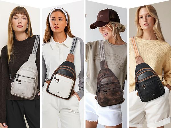 Leresas Crossbody Bag for Women Men, 7L Sling Bag with Adjustable Strap, Vegan Leather Shoulder Bag Crossbody Purse for Travel Essentials, Work, Daily Use, Compact Backpack-Style Analog Bag Crossbodybag, Great Gifts for Birthday Valentine's Day