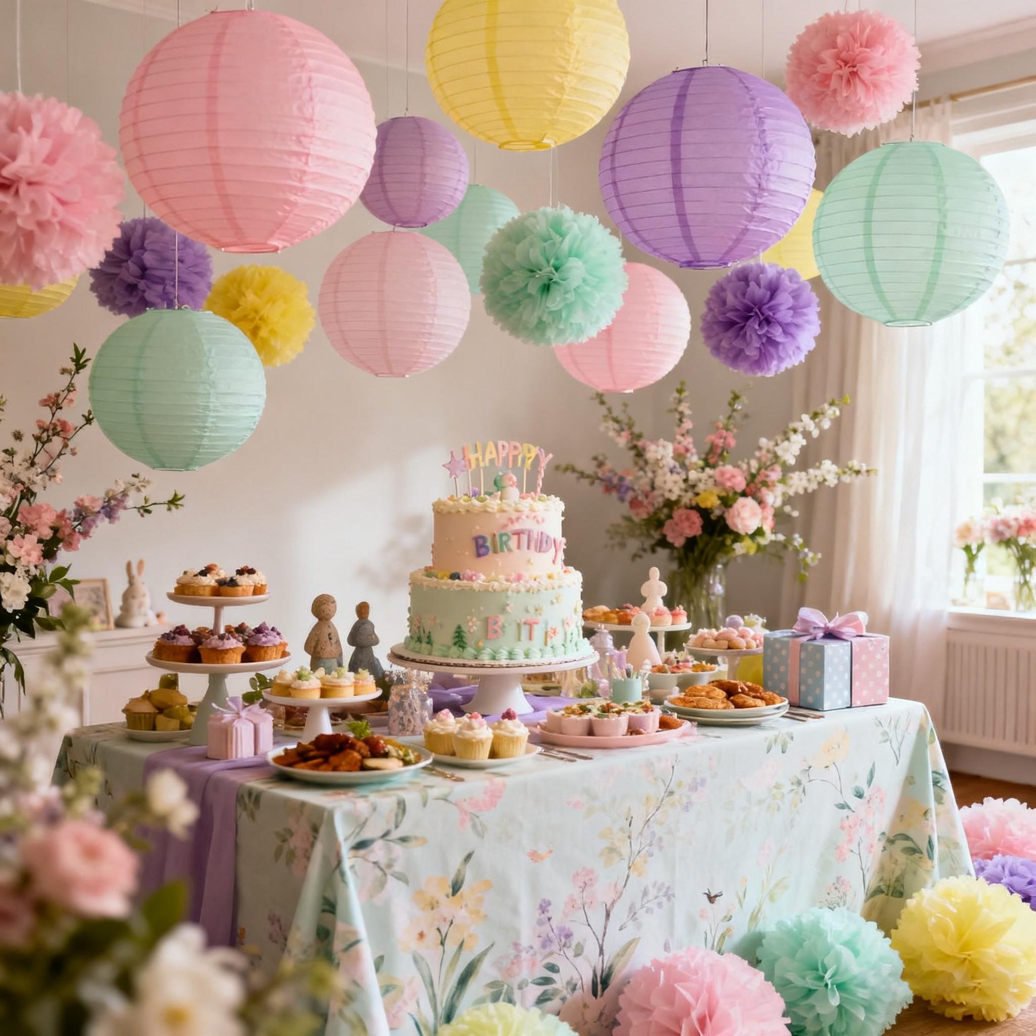 19pcs Handmade Paper Flower Balls Set, Bohemian Style Party Decorations, Wedding & Spring Summer Outdoor Hanging Decor, Warm Color Scheme