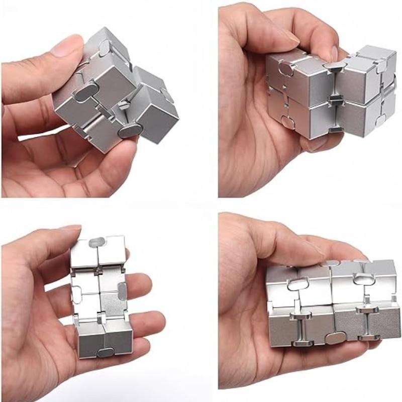 Aluminum Alloy Stress Relief Cube, Anti-Scratch Smooth Rotation, Unisex Finger Pressure Relief Toy, Office Desk Decor, Ideal Gift