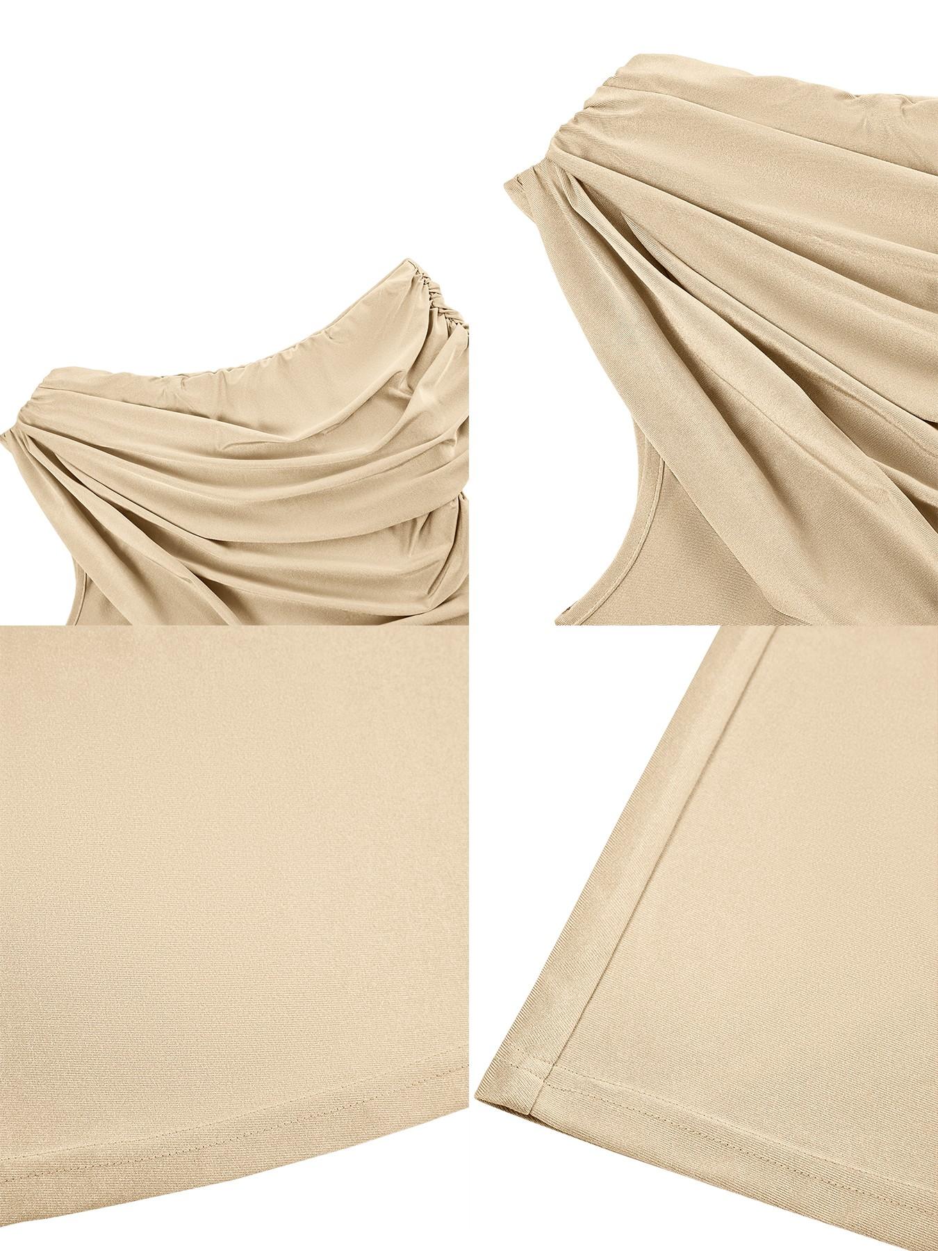 Women's Elegant Chic Sleeveless High-Waisted Knit Dress, Plain Color Plus Size, Slim-Fitting Fish Tail Design, Spring Summer Fashion