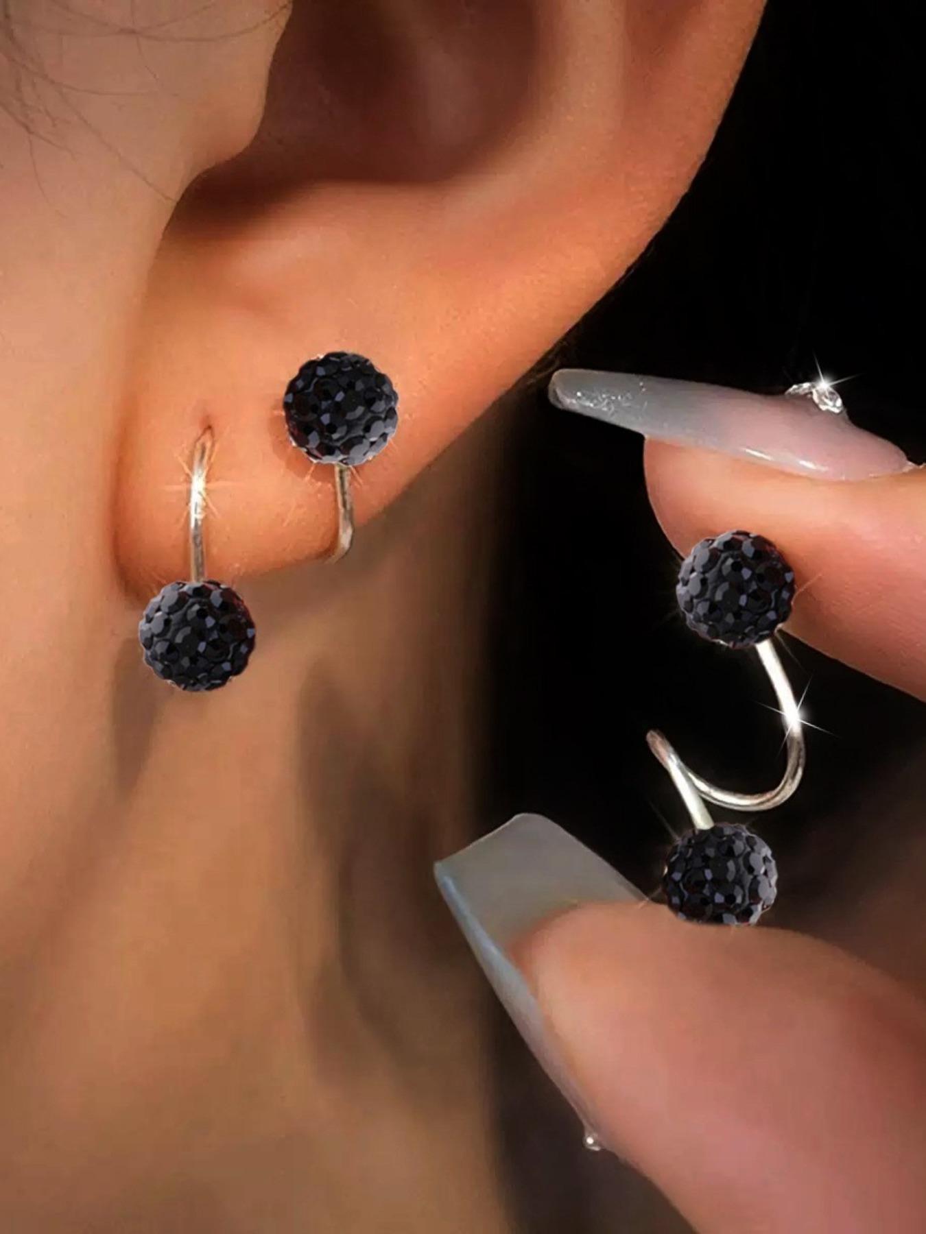 Elegant Women's Irregular Ring Earrings, Simple Sparkling Style, Stainless Steel, Perfect for Weddings and Parties, Jewelry Accessories