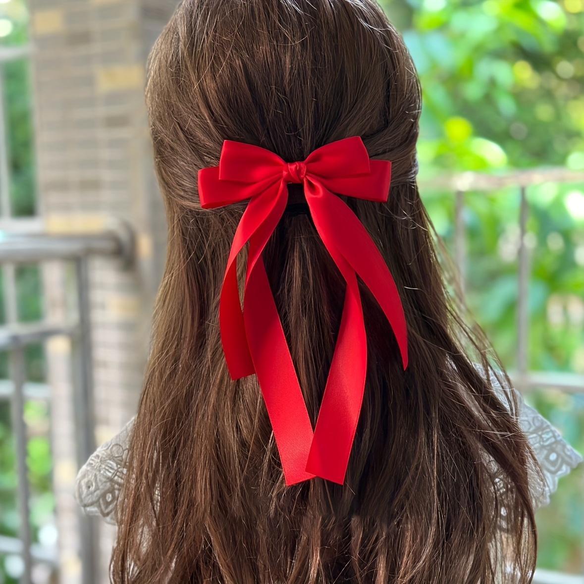 Bow Hair Clip for Women, Large Satin Ribbon Accessory for Everyday Wear, Parties, and Watch Parties, Watch Party