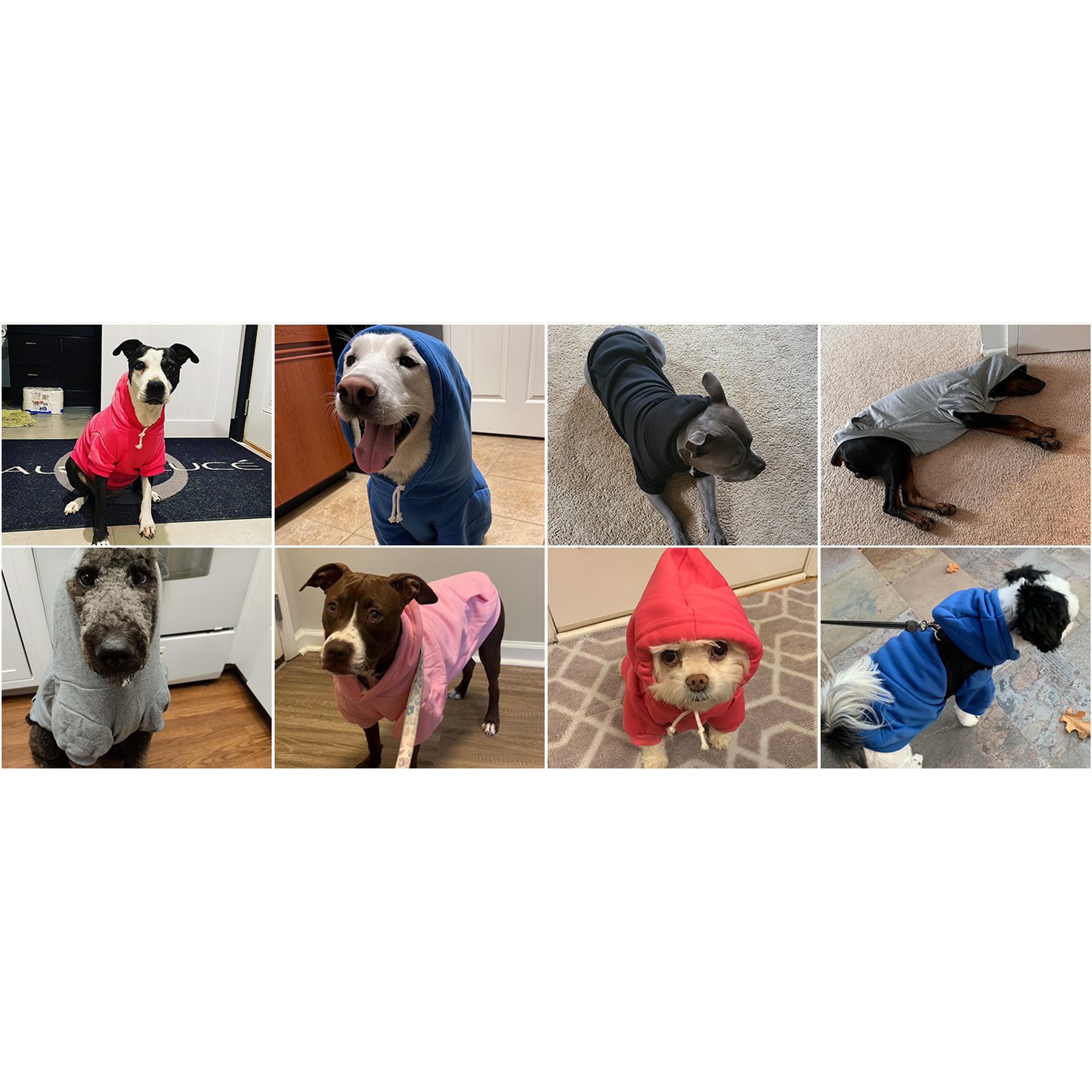 Dog Hoodie for Large Medium Small Dogs, Soft and Warm Pet Sweater with Leash Hole and Pocket Boy Girl, Puppy Fall Winter Jacket Clothes, French Pitbull Cold Weather Coat Sweatshirt, Grey XL